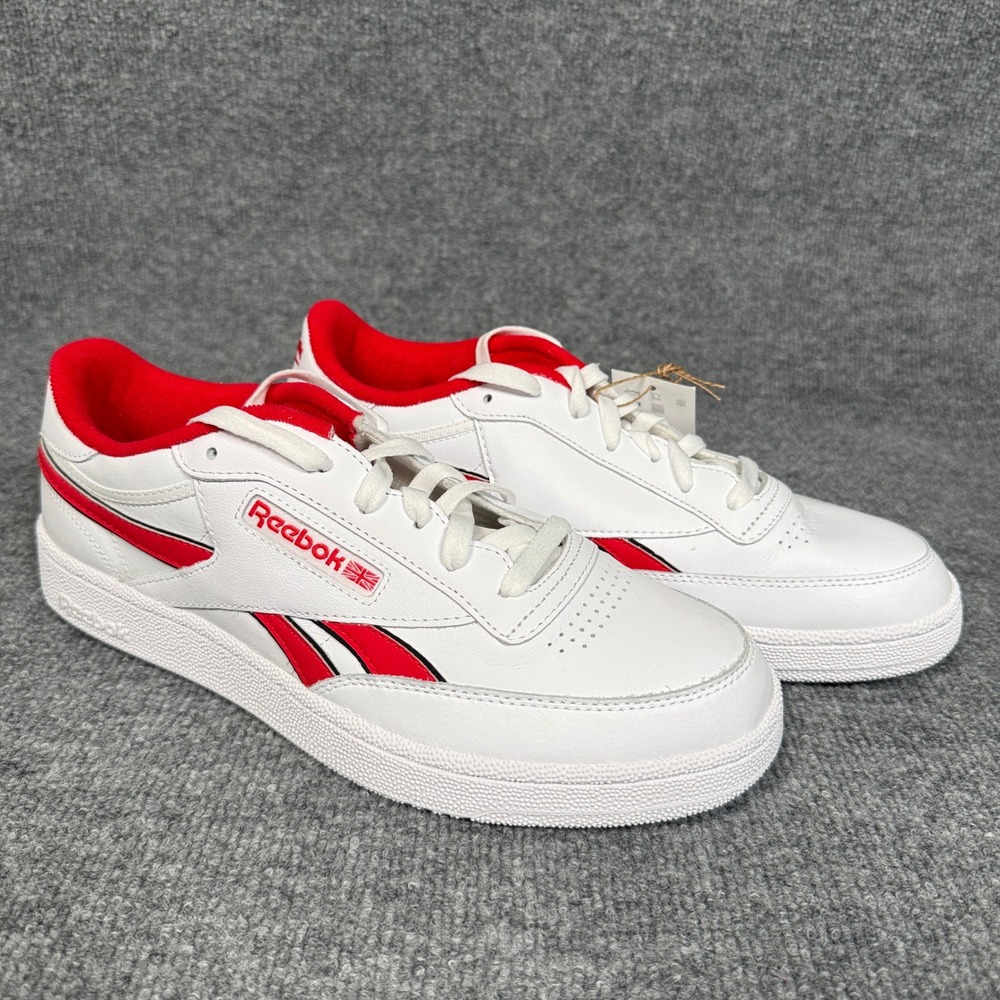 Rebook Mens Size 11.5 Sneakers Shoes White Red Club C Revenge Tennis Lace Up